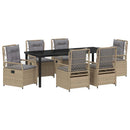 Have Spisebordssæt 7 pcs Beige og lys grå polyrattan