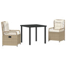 Have Spisebordssæt 3 pcs Beige og cremehvid polyrattan