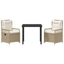 Have Spisebordssæt 3 pcs Beige og cremehvid polyrattan