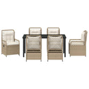 Have Spisebordssæt 7 pcs Beige og cremehvid polyrattan