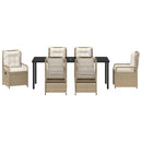Have Spisebordssæt 7 pcs Beige og cremehvid polyrattan