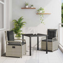 Have Spisebordssæt 3 pcs Lysegrå polyrattan