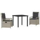 Have Spisebordssæt 3 pcs Lysegrå polyrattan