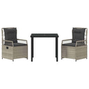 Have Spisebordssæt 3 pcs Lysegrå polyrattan