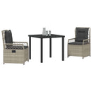 Have Spisebordssæt 3 pcs Lysegrå polyrattan