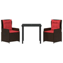Have Spisebordssæt med pude 3 pcs Brun Poly rattan