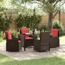 Have Spisebordssæt med pude 5 pcs Brun Poly rattan