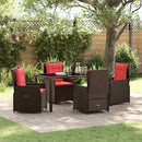 Have Spisebordssæt med pude 5 pcs Brun Poly rattan