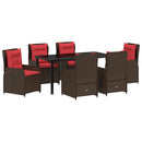 Have Spisebordssæt med pude 7 pcs Brun Poly rattan