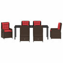 Have Spisebordssæt med pude 7 pcs Brun Poly rattan