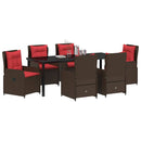 Have Spisebordssæt med pude 7 pcs Brun Poly rattan