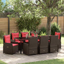 Have Spisebordssæt med pude 9 pcs Brun Poly rattan