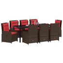 Have Spisebordssæt med pude 9 pcs Brun Poly rattan