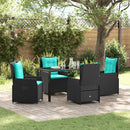 Have Spisebordssæt med pude 5 pcs Sort Poly rattan