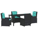 Have Spisebordssæt med pude 5 pcs Sort Poly rattan