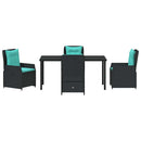 Have Spisebordssæt med pude 5 pcs Sort Poly rattan