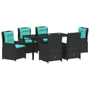 Have Spisebordssæt med pude 7 pcs Sort Poly rattan