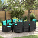 Have Spisebordssæt med pude 9 pcs Sort Poly rattan