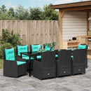 Have Spisebordssæt med pude 9 pcs Sort Poly rattan