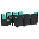 Have Spisebordssæt med pude 9 pcs Sort Poly rattan