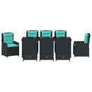 Have Spisebordssæt med pude 9 pcs Sort Poly rattan