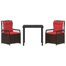 Have Spisebordssæt 3 pcs Brun polyrattan