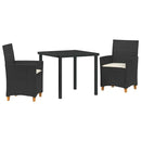Have Spisebordssæt 3 pcs Sort polyrattan