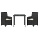 Have Spisebordssæt 3 pcs Sort polyrattan