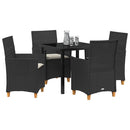 Have Spisebordssæt 5 pcs Sort polyrattan