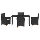 Have Spisebordssæt 5 pcs Sort polyrattan