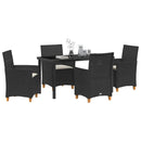 Have Spisebordssæt 5 pcs Sort polyrattan