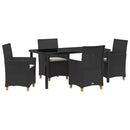 Have Spisebordssæt 5 pcs Sort polyrattan