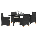 Have Spisebordssæt 5 pcs Sort polyrattan