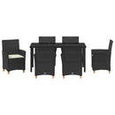 Have Spisebordssæt 7 pcs Sort polyrattan