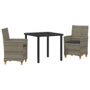 Have Spisebordssæt 3 pcs Grå polyrattan