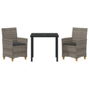 Have Spisebordssæt 3 pcs Grå polyrattan