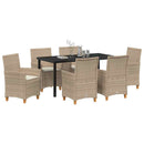 Have Spisebordssæt 7 pcs Beige polyrattan