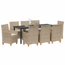 Have Spisebordssæt 9 pcs Beige polyrattan