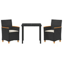 Have Spisebordssæt 3 pcs Sort polyrattan