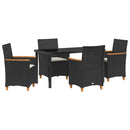 Have Spisebordssæt 5 stk. Sort polyrattan
