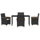 Have Spisebordssæt 5 stk. Sort polyrattan