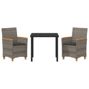 Have Spisebordssæt 3 pcs Grå polyrattan