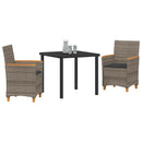 Have Spisebordssæt 3 pcs Grå polyrattan