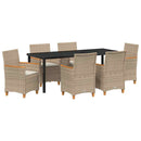 Have Spisebordssæt 7 stk. Beige polyrattan