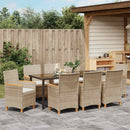 Have Spisebordssæt 9 pcs Beige polyrattan