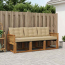 Udendørs sofagruppe med pude 3 pcs Naturlig og Beige