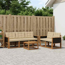 Udendørs sofagruppe med pude 6 pcs Naturlig og Beige