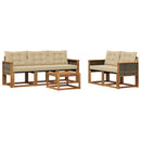 Udendørs sofagruppe med pude 6 pcs Naturlig og Beige