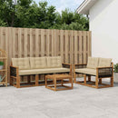 Udendørs sofagruppe med pude 6 pcs Naturlig og Beige