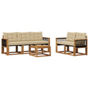 Udendørs sofagruppe med pude 6 pcs Naturlig og Beige